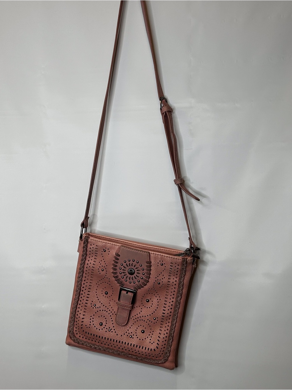 Montana West Dusty Rose Perforated Crossbody Bag